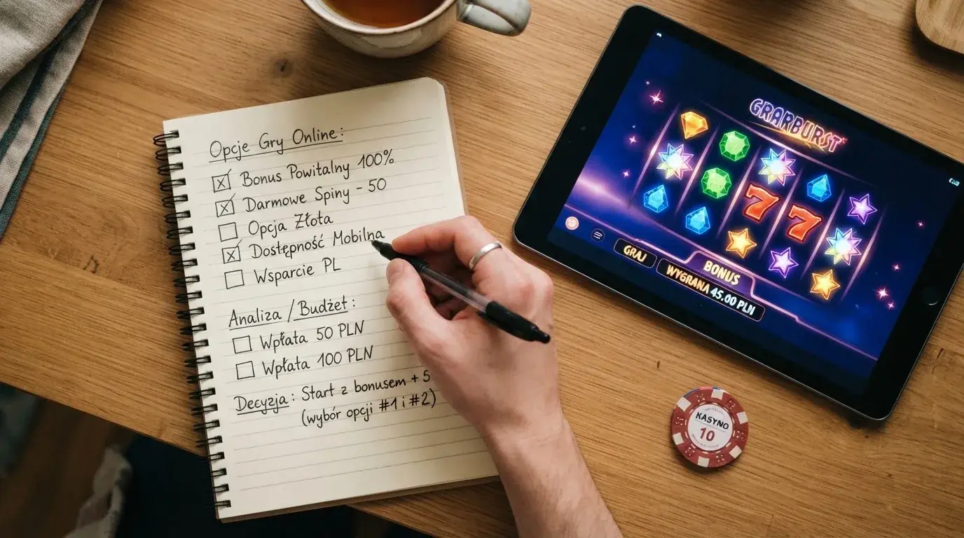 Ranking dziesięciu kart operatorów online ułożonych od najwyżej do najniżej ocenionego na ekranie tabletu.